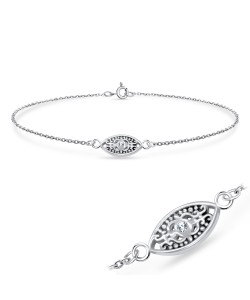 Ornamental CZ Silver Bracelet BRS-739